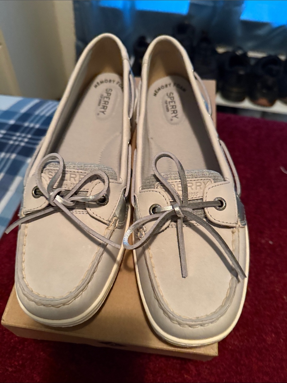 Sperry Women's Light Tan Moccasin Boat Shoes with Lace Tie